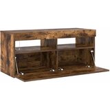  TV ormarić s LED svjetlima boja dimljenog hrasta 90x35x40 cm Smeđa | Shoptok.si