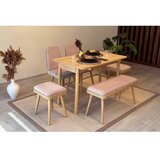 Hanah home vina mini 03 0900 oak stone produžni set trpezarijskih stolova i stolica (6 komada)) Cene