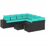  Vrtni set od 9 dijelova s jastucima, crni poliratan | shoptok.hr