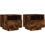  Noćni ormarići s LED svjetlima 2 kom dimljeni hrast 40x39x37 cm | shoptok.hr