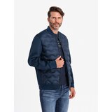 Ombre Men's quilted bomber jacket - navy blue Cijene