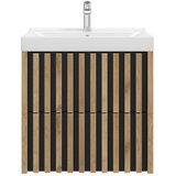 Modern Living kombiniran umivalnik line, barva hrasta, črna | Shoptok.si