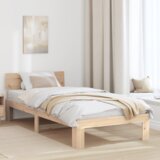 vidaXL posteljni okvir s hrbtno stranjo 90x200 cm iz trdnega borovega lesa | Shoptok.si