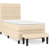  Krevet s oprugama i madracem krem 90 x 200 cm od tkanine | shoptok.hr