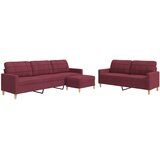  3-dijelni set sofa s tabureom crvena boja vina od tkanine | shoptok.hr