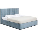 Bonami Selection Modra oblazinjena zakonska postelja s prostorom za shranjevanje z letvenim dnom 160x200 cm Thessa Bold Line – | Shoptok.si