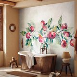 Foto tapeta - Apple branch - landscape with a plant and red apples on a white background 300x210 | shoptok.hr