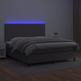  Krevet box spring s madracem LED sivi 160x200cm od umjetne kože | shoptok.hr
