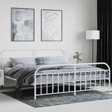  Metalni okvir kreveta uzglavlje i podnožje bijeli 200x200 cm | shoptok.hr