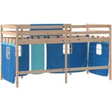  Dječji krevet na kat i zavjese plavi 80 x 200 cm borovina | shoptok.hr