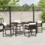 vidaXL 5-dijelni set vrtnih stolova s jastučićima smeđi poli ratan | shoptok.hr