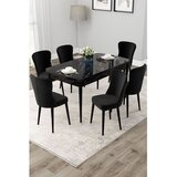 Hanah home trpezarijski set Due, sto na razvlačenje i 6 stolica, ploča u dekoru crnog mermera, crna tkanina Babyface | Eponuda.com