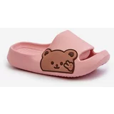 Kesi Lightweight foam slippers with teddy bear, pink embossing