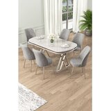Hanah home Set Trpezarijski sto i 6 stolica Lai, Sivo-bijela | Eponuda.ba