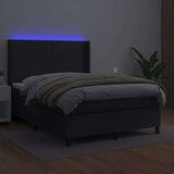  Box spring postelja z vzmetnico LED črna 140x200cm umetno usnje, (20902280) | Shoptok.si