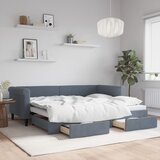vidaXL Izvlečna dnevna postelja s predali temno siva 90x200 cm žamet | Shoptok.si