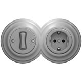  Kliklap - Retro jednopolni prekidač br. 1 i SCHUKO utičnica 230V sa sivim okvirom | Eponuda.com