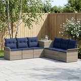  Set sofe 7 kom. Siva i tamnoplava Poli Rattan i čelik | shoptok.hr