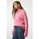 Trendyol Pink Wool Wide Pattern Polo Neck Basic Knitwear Sweater | Shoptok.si