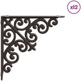  Nosači za zidne police 12 kom. Antikno smeđa 24 x 24 x 3,5 cm | shoptok.hr