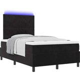  LED Box Spring Krevet s uzglavljem Crna 120 x 190 cm Baršun | shoptok.hr