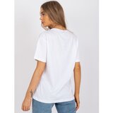 Fashion Hunters White loose t-shirt with an application and a print | shoptok.hr