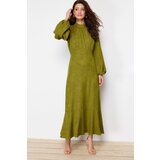 Trendyol Khaki Jacquard Floral Woven Dress Cene