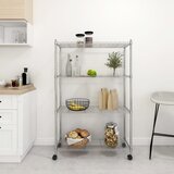 vidaXL 4-nadstropni regal s kolesi 90x35x142 cm krom 200 kg Cene
