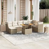 vidaXL 9-dijelni set vrtnih sofa s jastucima bež od poliratana | shoptok.hr