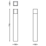 Philips Zunanja svetilka na stebričku Arbour (3,8 W, Barva ohišja: Antracit, Toplo bela, 10 x 10 x 77 cm, Z žarnico) | Shoptok.si