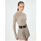 Koton Knitwear Sweater Crew Neck Long Sleeve Ribbed Cashmere Textured