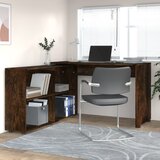 Maison Chic Kotna Pisalna miza - pisarniška miza - Računalniška miza dimljeni hrast inženirski les, (21785449) | Shoptok.si