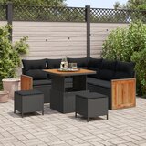 vidaXL 8 dijelni set vrtne sofe s jastučićima crni poli ratan akacija | shoptok.hr