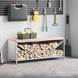 vidaXL Stalak za drva za ogrjev s drvenim vrhom bijeli 100,5x35,5x40cm | shoptok.hr