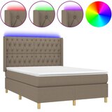  box spring s madracem LED smeđesivi 140x200 cm tkanina | shoptok.hr