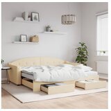 vidaXL Izvlečna dnevna postelja s predali krem 90x200 cm bla Cene