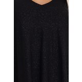Numoco 597-1 LIVIA Elegant trapeze dress with butterfly sleeves - black with glitter | shoptok.hr