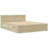 vidaXL Posteljni okvir z vzglavjem sonoma hrast 150x200 cm inž. les, (21303452) Cene