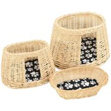 3-dijelni set košare za mačke s jastucima 47x34x60 cm prirodna vrba | Eponuda.com
