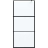 Pregrada za tuš crna 90 x 195 cm s mutnim staklom ESG | shoptok.hr