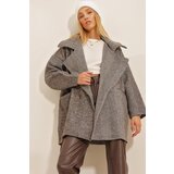 Trend Alaçatı Stili Women's Brown Double Breasted Collar Herringbone Patterned Coat with Pockets Cijene