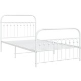 vidaXL Kovinski posteljni okvir z vzglavjem in vznožjem bel 107x203 cm, (21251401) | Shoptok.si
