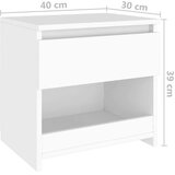 vidaXL Nočna omarica bela 40x30x39 cm iverna plošča | Shoptok.si
