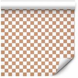  Tapeta - Checkerboard Pattern - Brown-White Grid with a Subtle Noise 50x1000 Premium | shoptok.hr