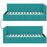 vidaXL Kutni okvir kreveta s uzglavljem Tirkizna 90 x 190 cm Baršun | shoptok.hr