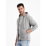 Ombre Men's BASIC unbuttoned hooded sweatshirt - grey | Shoptok.si