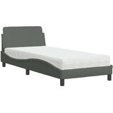  Postelja z vzmetnico temno siva 90x200 cm blago | Shoptok.si