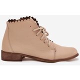 Zazoo Leather Ankle Boots With Flat Heel Beige 2964 | shoptok.hr