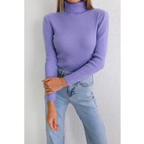 BİKELİFE Women's Lilac Lycra Flexible Neck Knitwear Sweater Cene