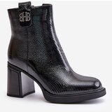 VINCEZA Snake Women's Ankle Boots Heeled Natural Leather Black 66670 | Shoptok.si